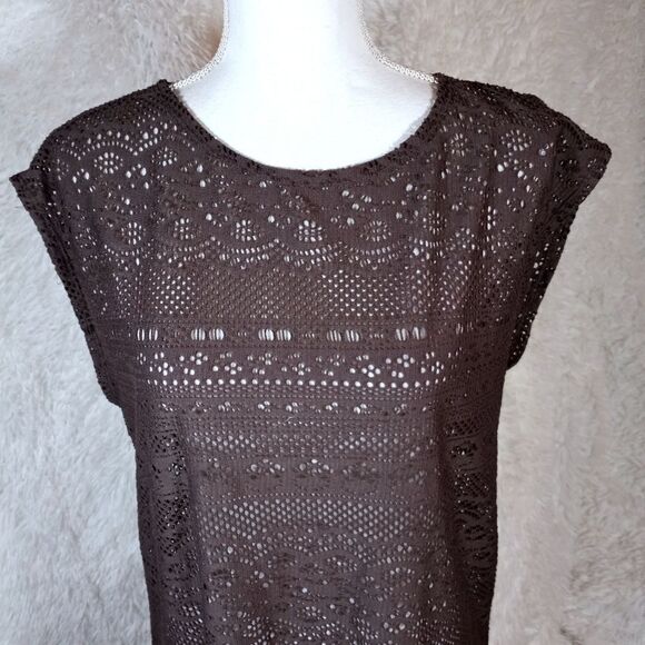 MERONA TAUPE CROCHET COVERUP SZ.XS EUC - Picture 3 of 8
